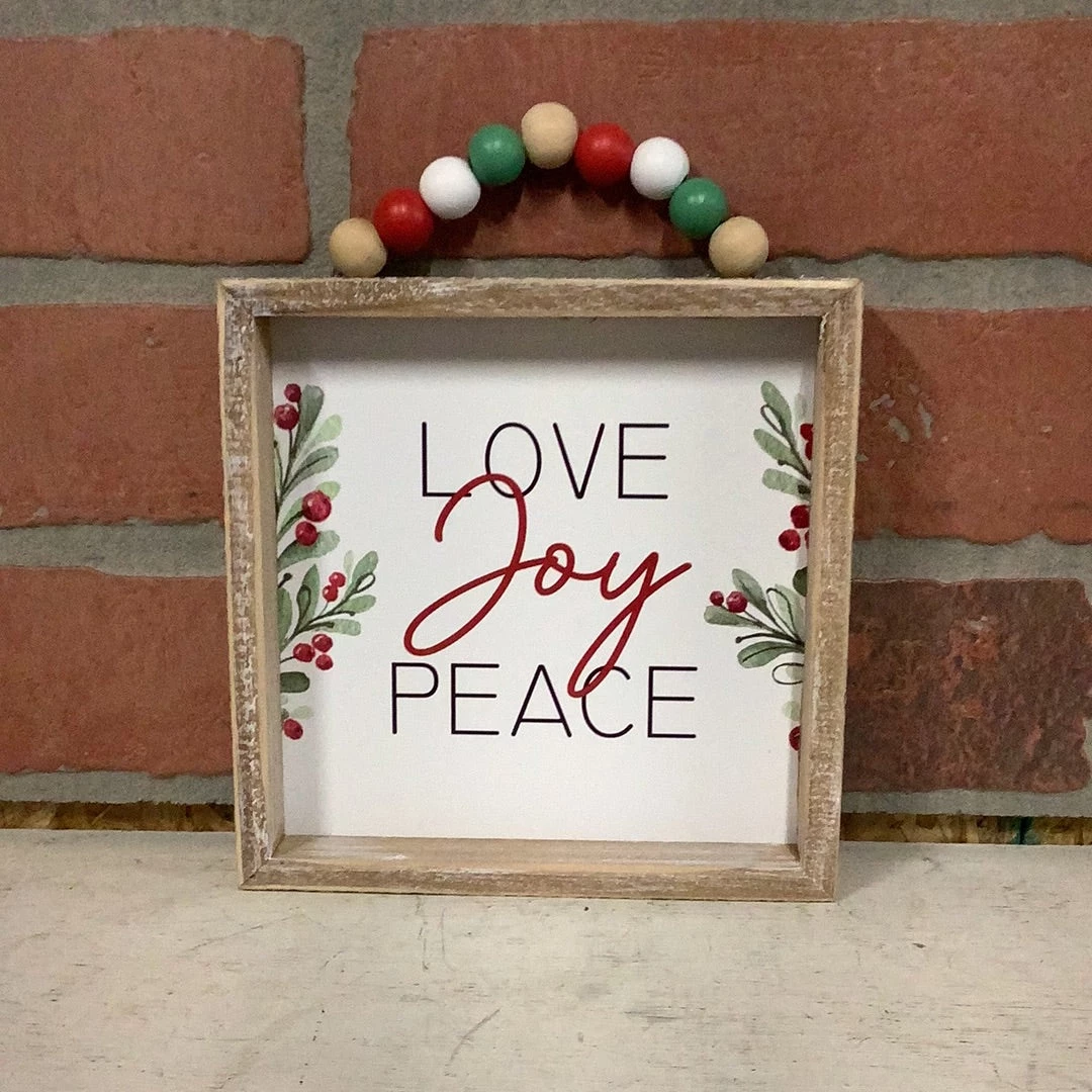 Petals And Blooms Home Decor Signs + Wall Decor Beaded Wood Holiday Block Sign 3 Petals And Blooms Home Decor Signs + Wall Decor Beaded Wood Holiday Block Sign