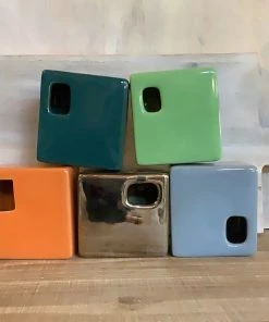 Petals And Blooms Decor Square Ceramic Candle Holder Assorted Colors