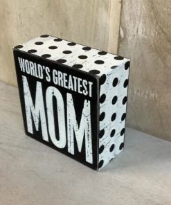 Petals And Blooms Decor Worlds Greatest Mom Block Sign Everyday Decor