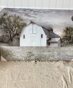 Petals And Blooms Home Decor Light Up White Barn In Field Wall Art Signs + Wall Decor
