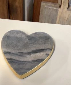 Petals And Blooms Decor Table Top Decor Grey Marble Heart Trinket Dish