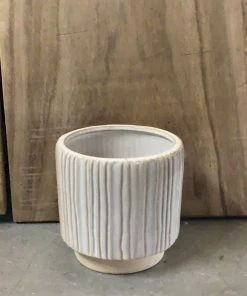 Petals And Blooms Decor Everyday Decor Beige Pot With A Downward Line Design