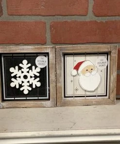 Petals And Blooms Home Decor Santa/snowflake Double Sided Block Sign