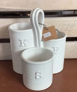 Petals And Blooms Home Decor White Utensils Holder Kitchen Essentials