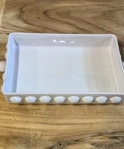 Petals And Blooms Decor White Beaded Trim Casserole Dish Everyday Decor