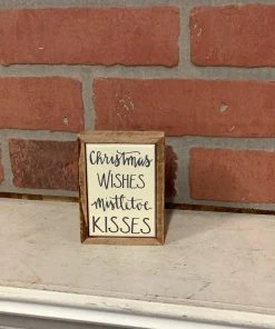 Petals And Blooms Home Decor Box Sign Mini - Mistletoe