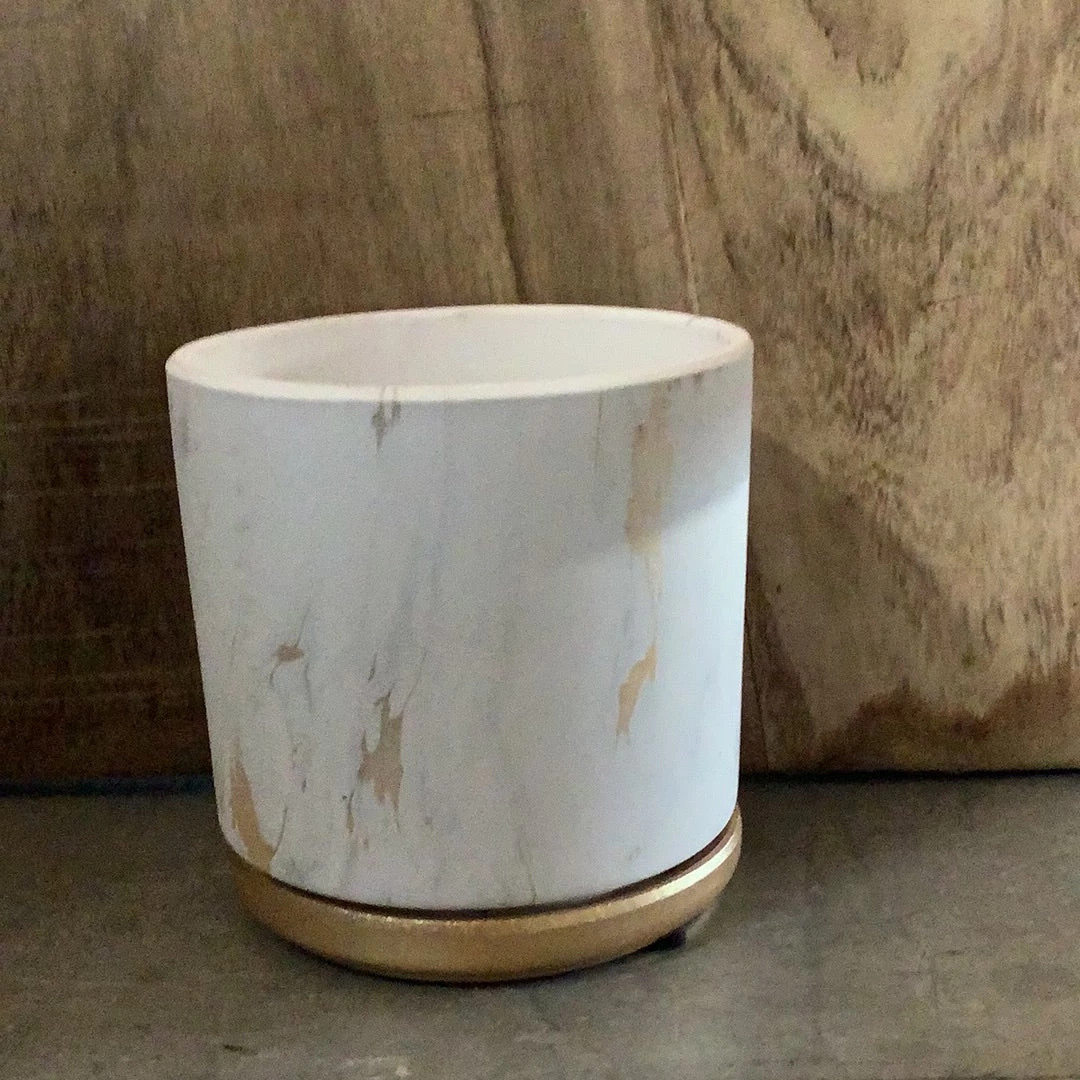 Petals And Blooms Home Decor White And Gold Marble Mix Pot With Plate Vases & Pots 1 Petals And Blooms Home Decor White And Gold Marble Mix Pot With Plate Vases & Pots
