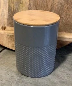 Petals And Blooms Decor Large Ceramic Grey Dot Canister