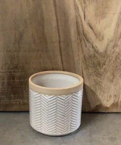 Petals And Blooms Decor Herringbone Pot Cream | Meduim