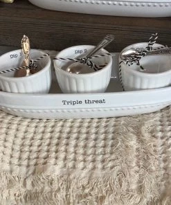 Petals And Blooms Decor “Triple Threat" Dip & Cracker Bowl Set