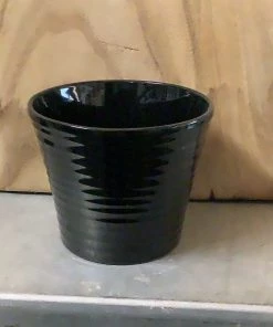 Petals And Blooms Decor Everyday Decor Small Black Glossy Ribbed Pot