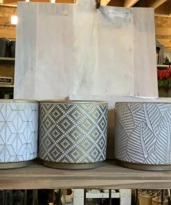 Petals And Blooms Home Decor Patterned Pot With Gold, 3 Assorted Vases & Pots