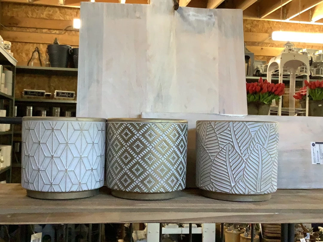 Petals And Blooms Home Decor Patterned Pot With Gold, 3 Assorted Vases & Pots 1 Petals And Blooms Home Decor Patterned Pot With Gold, 3 Assorted Vases & Pots