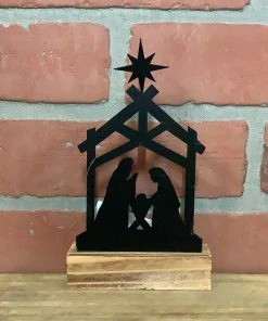 Petals And Blooms Home Decor Metal Cutout Nativity Shelf Sitter
