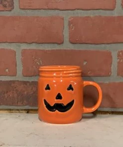 Petals And Blooms Home Decor Jack O Lantern Ceramic Jar Mug Fall & Halloween Decor