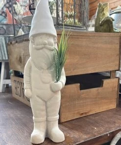 Petals And Blooms Home Decor Concrete Gnomes With Greenery Bouquet | Large