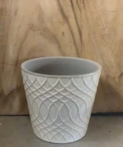 Petals And Blooms Decor Cream Pot W/ Lattice Line Design | Small