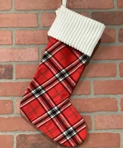 Petals And Blooms Home Decor Christmas Decor Plaid Fabric Stockings