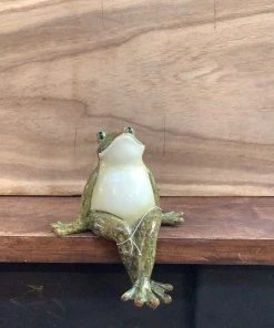 Petals And Blooms Home Decor Ceramic Sitting Frog W/ Dangle Legs Table Top Decor