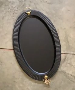 Petals And Blooms Home Decor Black Tin Oval Tray Charcuterie & Wood Accessories