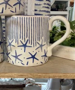 Petals And Blooms Decor Kitchen Essentials Blue Starfish Mugs