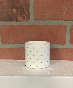Petals And Blooms Home Decor White Pot With Grey Dots