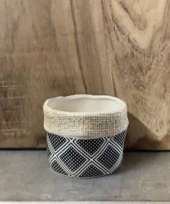 Petals And Blooms Decor Black & White W/ Textured Beige Band Everyday Decor