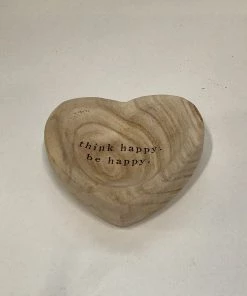 Petals And Blooms Home Decor Think Happy. Be Happy. Wood Heart Trinket Tray