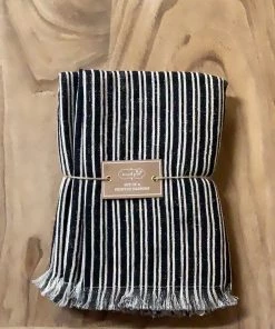 Petals And Blooms Home Decor Cotton Black Stripped Napkins Kitchen Essentials