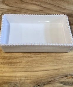 Petals And Blooms Decor White Beaded Trim Casserole Dish Everyday Decor