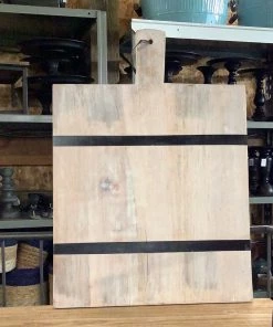 Petals And Blooms Home Decor White Washed Charcuterie Board W. Black Stripe