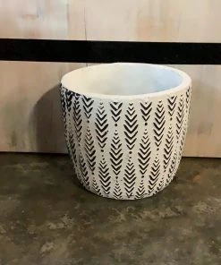 Petals And Blooms Home Decor White & Black Stamped Pots / 3 Assorted Vases & Pots