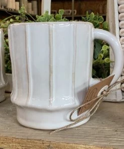 Petals And Blooms Decor Stoneware Mug W/ Stripes Everyday Decor