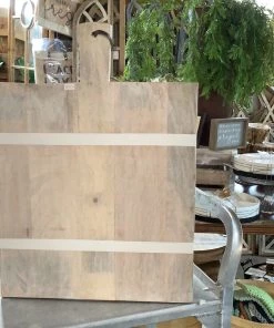 Petals And Blooms Home Decor White & Natural Square Board W/ White Stripes Trays & Charcuterie Boards