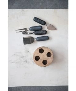 Petals And Blooms Decor Steel Cheese & Knife Set