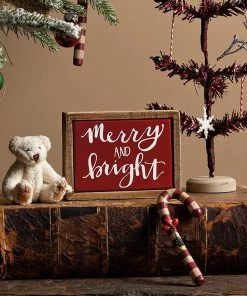 Petals And Blooms Home Decor Merry And Bright Mini Box Sign Signs + Wall Decor