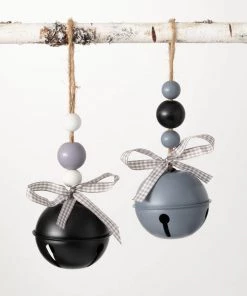 Petals And Blooms Home Decor Small Bell With Beads And Ribbon | 2 Assorted Christmas Decor