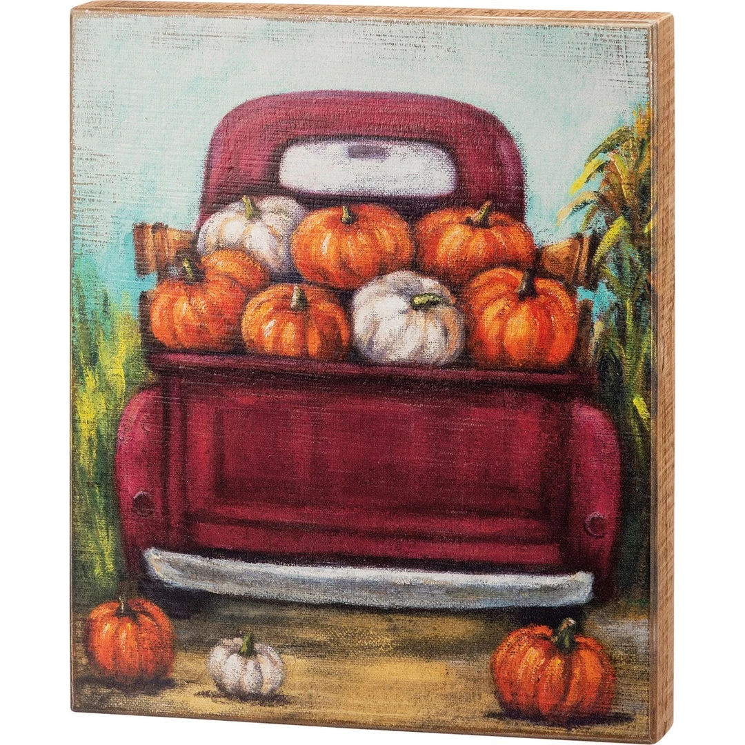 Petals And Blooms Home Decor Red Truck Pumpkin Box Sign Fall & Halloween Decor 1 Petals And Blooms Home Decor Red Truck Pumpkin Box Sign Fall & Halloween Decor