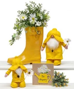 Petals And Blooms Decor Spring Decor Small Raincoat Gnome With Flower