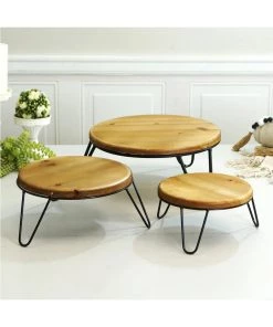 Petals And Blooms Home Decor Round Wood/Metal Risers Charcuterie & Wood Accessories