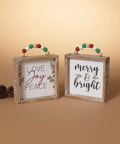 Petals And Blooms Home Decor Signs + Wall Decor Beaded Wood Holiday Block Sign