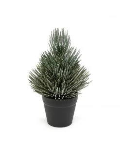 Petals And Blooms Home Decor 5” Frosted Pine Tree In Black Pot