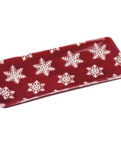Petals And Blooms Home Decor Kitchen Essentials Red Rectangle Snowflake Platter