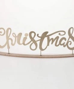 Petals And Blooms Home Decor Gold Christmas Tabletop Sign With Wood Base Home Décor